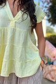 Agnes Cushion Cotton Cap Sleeve Top Lemon?